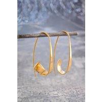 Otis Jaxon London Women's Sterling Silver Flared Ribbon Hoop Earrings in Gold