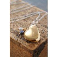 Otis Jaxon London Women's Sterling Silver Heart & Pearl Locket Necklace in Gold