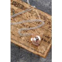 Otis Jaxon London Women's Sterling Silver Heart & Pearl Locket Necklace in Rose Gold