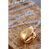 Otis Jaxon London Women's Sterling Silver Heart Locket with White Topaz in Gold