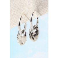 Otis Jaxon London Women's Pebble Sterling Silver Charm Hoop Earrings