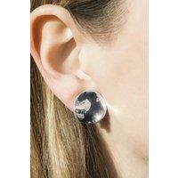 Otis Jaxon London Women's Wavy Disc Sterling Silver Clip On Stud Earrings