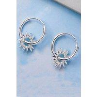 Otis Jaxon London Women's Sunray Sterling Silver Huggie Hoop Earrings