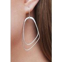Otis Jaxon London Women's Sterling Silver Long Drop Double Hoop Earrings