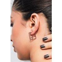 Otis Jaxon London Women's Art Deco Square Geometric Silver Hoop Earrings