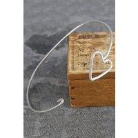 Otis Jaxon London Women's Heart Hinged Sterling Silver Bangle