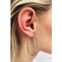 Otis Jaxon London Women's Oval Battered Sterling Silver Hoop Earrings