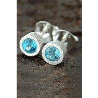 Otis Jaxon London Women's Blue Topaz Sterling Silver November Birthstone Stud Earrings