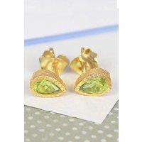 Otis Jaxon London Women's Peridot Teardrop Sterling Silver August Birthstone Stud Earrings in Gold