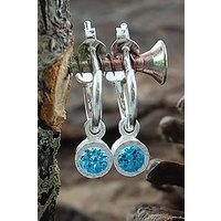 Otis Jaxon London Women's Blue Topaz Sterling Silver November Birthstone Huggie Hoop Earrings
