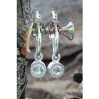 Otis Jaxon London Women's White Topaz Sterling Silver November Birthstone Huggie Hoop Earrings