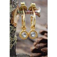 Otis Jaxon London Women's White Topaz Sterling Silver November Birthstone Huggie Hoop Earrings in Gold