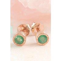 Otis Jaxon London Women's Emerald May Birthstone Sterling Silver Stud Earrings in Rose Gold