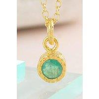 Otis Jaxon London Women's Green Emerald May Birthstone Sterling Silver Necklace in Gold