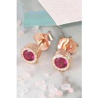 Otis Jaxon London Women's Pink Ruby Sterling Silver July Birthstone Stud Earrings in Rose Gold