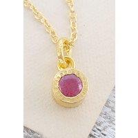 Otis Jaxon London Women's Ruby Sterling Silver July Birthstone Pendant Necklace in Gold