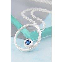 Otis Jaxon London Women's Sapphire September Birthstone Sterling Silver Oval Necklace
