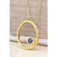 Otis Jaxon London Women's Sapphire September Birthstone Sterling Silver Oval Necklace in Gold
