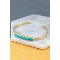 Otis Jaxon London Women's Turquoise December Birthstone Sterling Silver Bangle in Gold