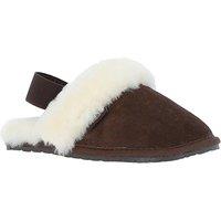 Fenland England Women's Real Sheepskin Slippers with Heel Strap in Brown | Size: 3-4