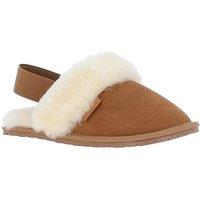 Fenland England Women's Real Sheepskin Slippers with Heel Strap in Tan | Size: 5-6