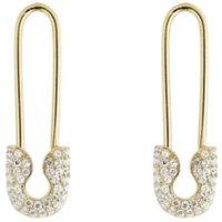 Spero London Women's Pave Safety Pin Earring Jewelled Sterling Silver in Gold