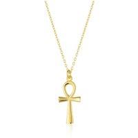 Spero London Women's Sterling Silver Egyptian Ankh Necklace in Gold