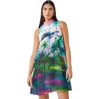 LIMITED Tropical High Neck Chiffon Shift Dress