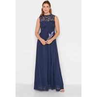 Long Tall Sally Women's Tall Lace Chiffon Maxi Dress in Blue | Size: 12