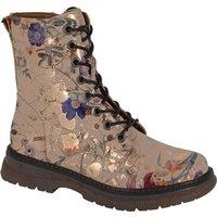 Cipriata Women's Annetta Floral Combat Boots in Ecru | Size: 4