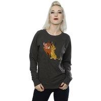 The Lion King Women's Classic Simba Timon & Pumba Heather Sweatshirt in Mid Grey | Size: Large