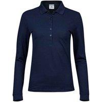 TEE JAYS Women's Luxury Stretch Long-Sleeved Polo Shirt in Navy | Size: Small