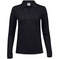 TEE JAYS Women's Luxury Stretch Long-Sleeved Polo Shirt in Black | Size: Large