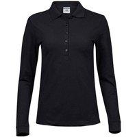 TEE JAYS Women's Luxury Stretch Long-Sleeved Polo Shirt in Black | Size: Small