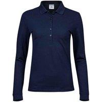 TEE JAYS Women's Luxury Stretch Long-Sleeved Polo Shirt in Navy | Size: Large