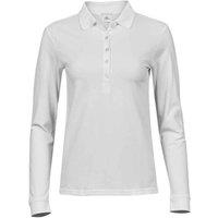 TEE JAYS Women's Luxury Stretch Long-Sleeved Polo Shirt in White | Size: Large