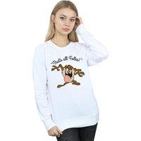 Looney Tunes Women's Thats All Folks Taz Sweatshirt in White | Size: Large