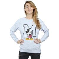 Disney Women's Classic M Mickey Mouse Sweatshirt in Grey | Size: Small