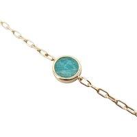 Harfi Women's 18ct Gold Plated Round Amazonite Bracelet | Size: 7 inches