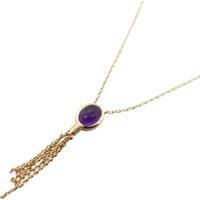 Harfi Women's 18ct Gold Plated Oval Amethyst Necklace | Size: 18 inches