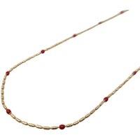 Harfi Women's 18ct Gold Plated Minimalist Rouge Beaded Necklace | Size: 16 inches