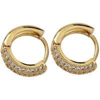 Harfi Women's 18ct Gold Plated Luxe Pave Huggie Earrings