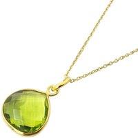 Harfi Women's 18ct Gold Vermeil Peridot August Birthstone Shiny Glow Necklace | Size: 18 inches