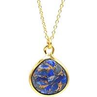 Harfi Women's 18ct Gold Vermeil Plated Lapis Lazuli Gemstone Crystal Necklace | Size: 18 inches