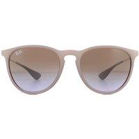 Ray-Ban Women's Round Dark Rubber Sand Brown Gradient Erika 4171 Sunglasses in Beige