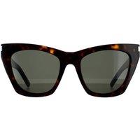 Saint Laurent Women's Cat Eye Havana Grey Sunglasses in Brown