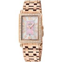 Ave of Americas Mini Rose Stainless Steel Diamond Case, Pink MOP Dial Swiss Quartz Watch