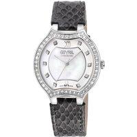 Lugano Swiss Diamond , White MOP Dial, 316L Stainless Steel Case, Genuine Italian Handmade Leather Strap Swiss Quartz Watch