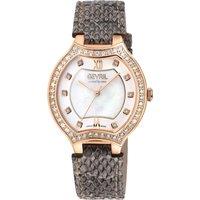 Lugano Swiss Diamond , White MOP Dial, IPRG Case,Genuine Italian Handmade Leather Strap Swiss Quartz Watch