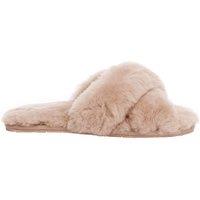 EverAu Australia Women's Real Sheepskin Dove Crossover Slides with Rubber Sole in Dusty Pink | Size: 5